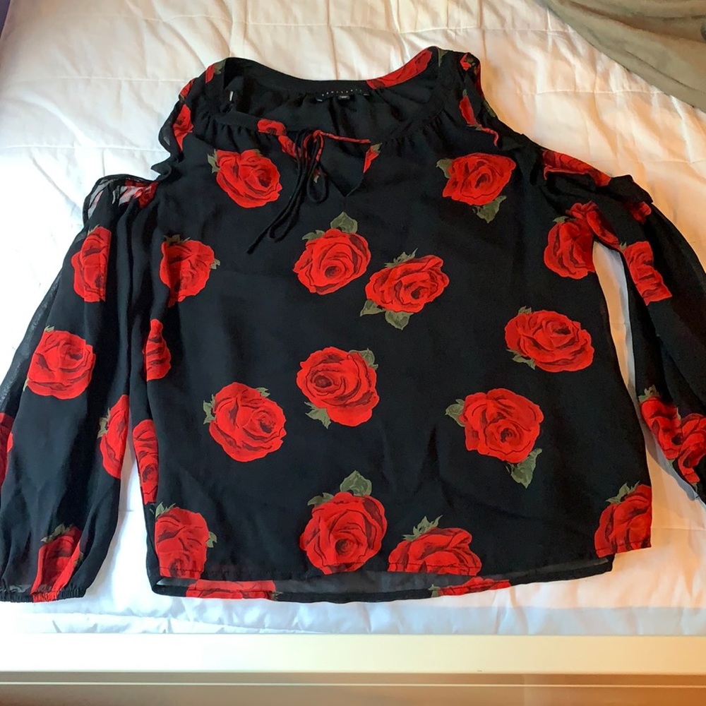Red roses blouse